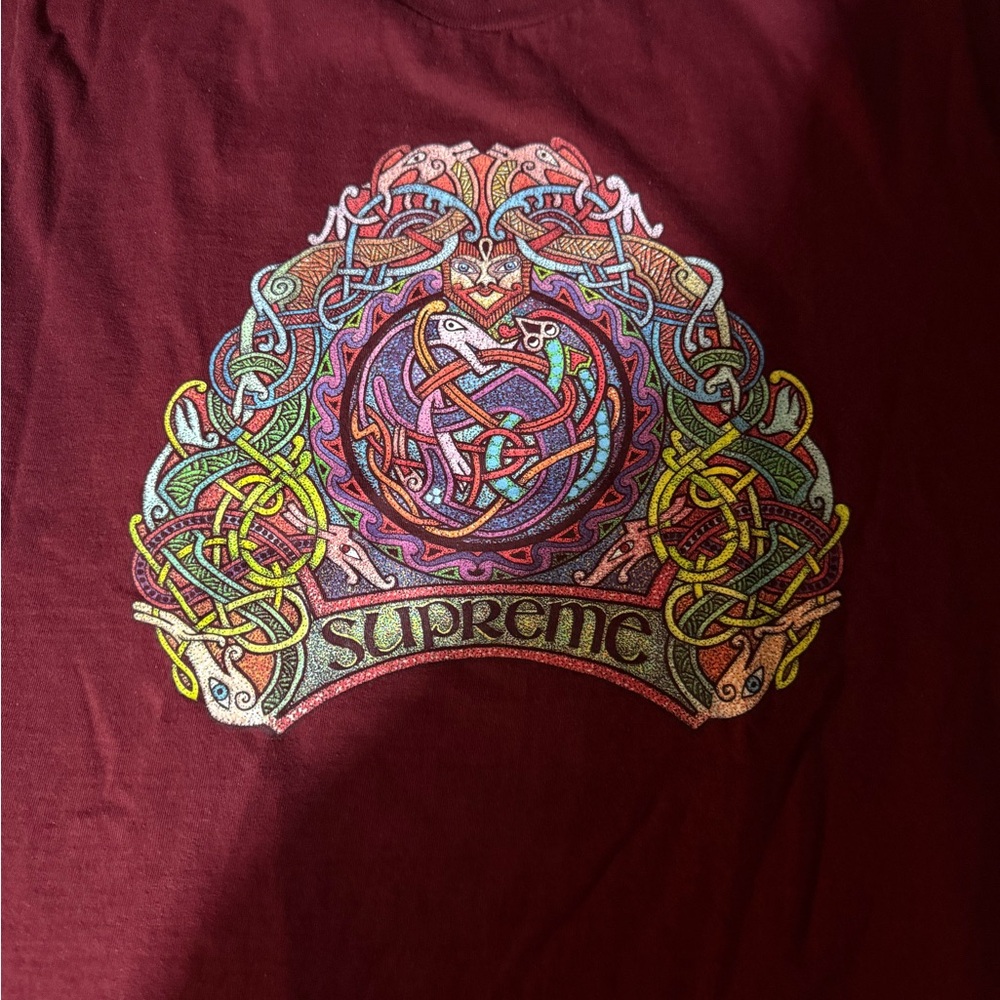 Supreme Maroon Tee with Vibrant Celtic Design
